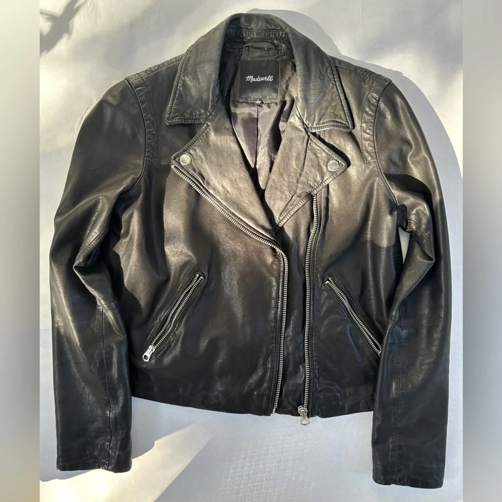 Madewell Black Washed Genuine Leather Jacket - Picture 14 of 16